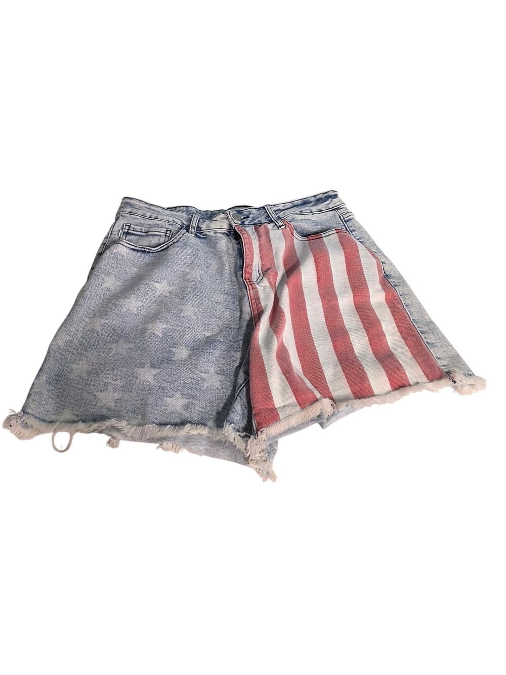 Judy Blue Women's 1XL Patriotic Denim Shorts Stars Stripes Americana Stretch 4th